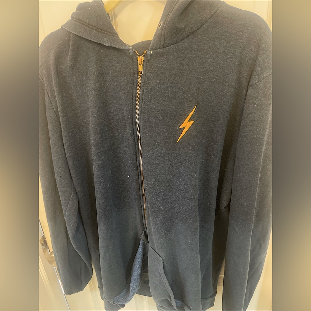 AVIATOR NATION Unisex Thunder Bolt Logo Full Zip Hoodie Navy Ombré, Size XXL